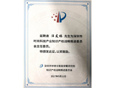 森豐真空鍍膜廠榮譽(yù)-戰(zhàn)略推進(jìn)委員會(huì)主任委員